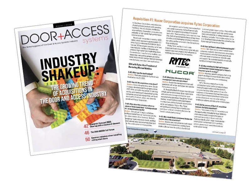 Rytec + Nucor in Door + Access Systems Winter Issue