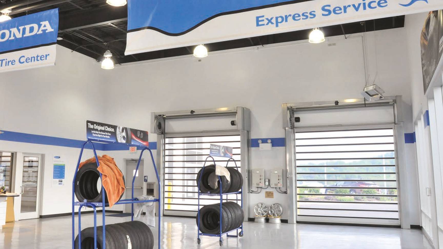 two Rytec Spiral FV Doors inside the Delaney Honda building