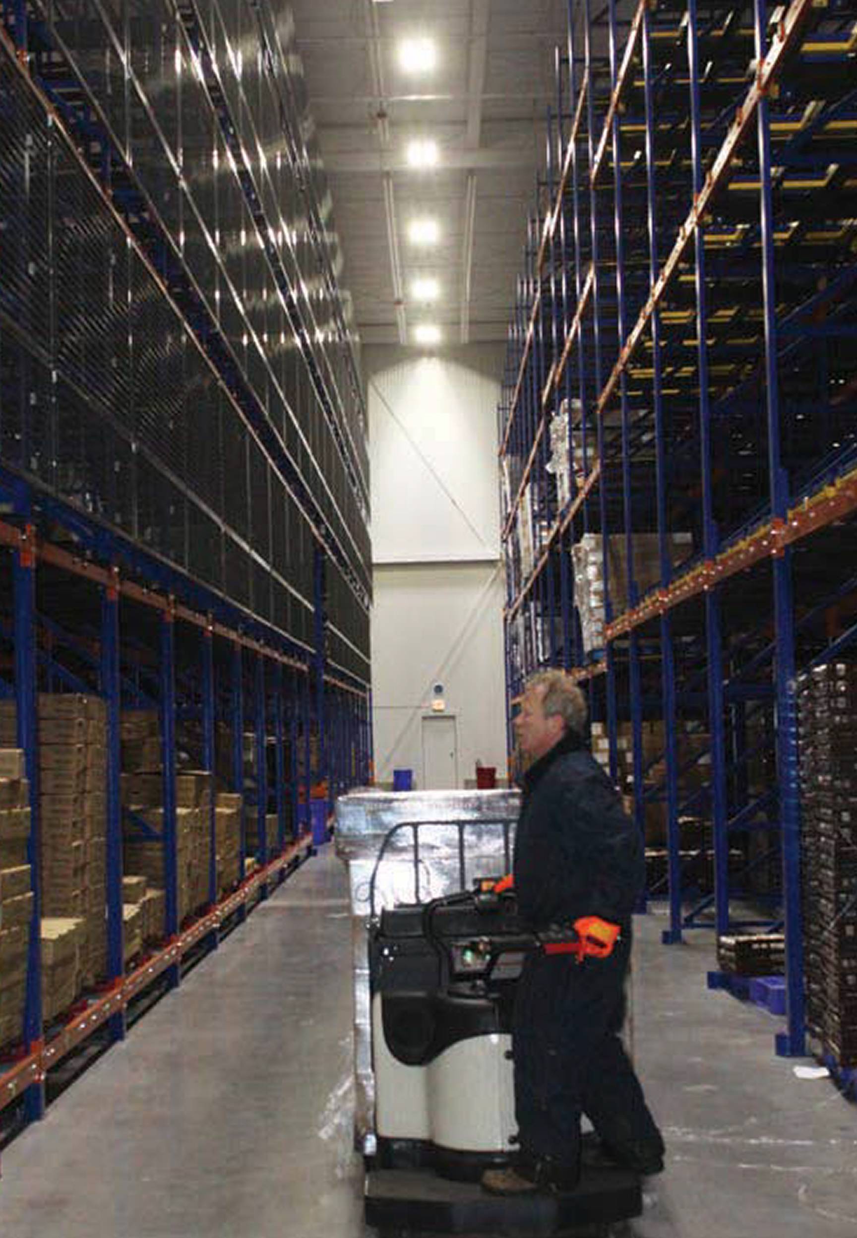 man working in Golden State Foods warehouse