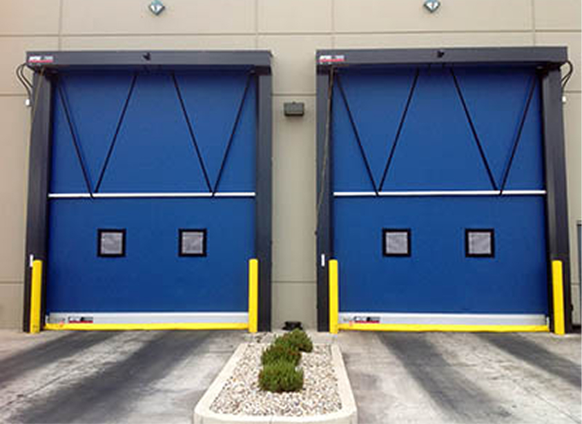 two fast seal doors with wind bars