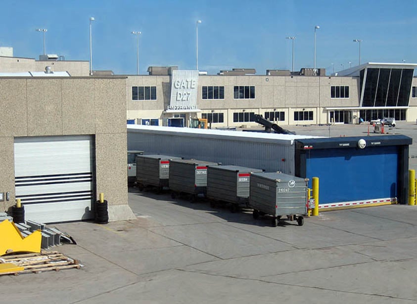 transit rigid and fabric door at airport