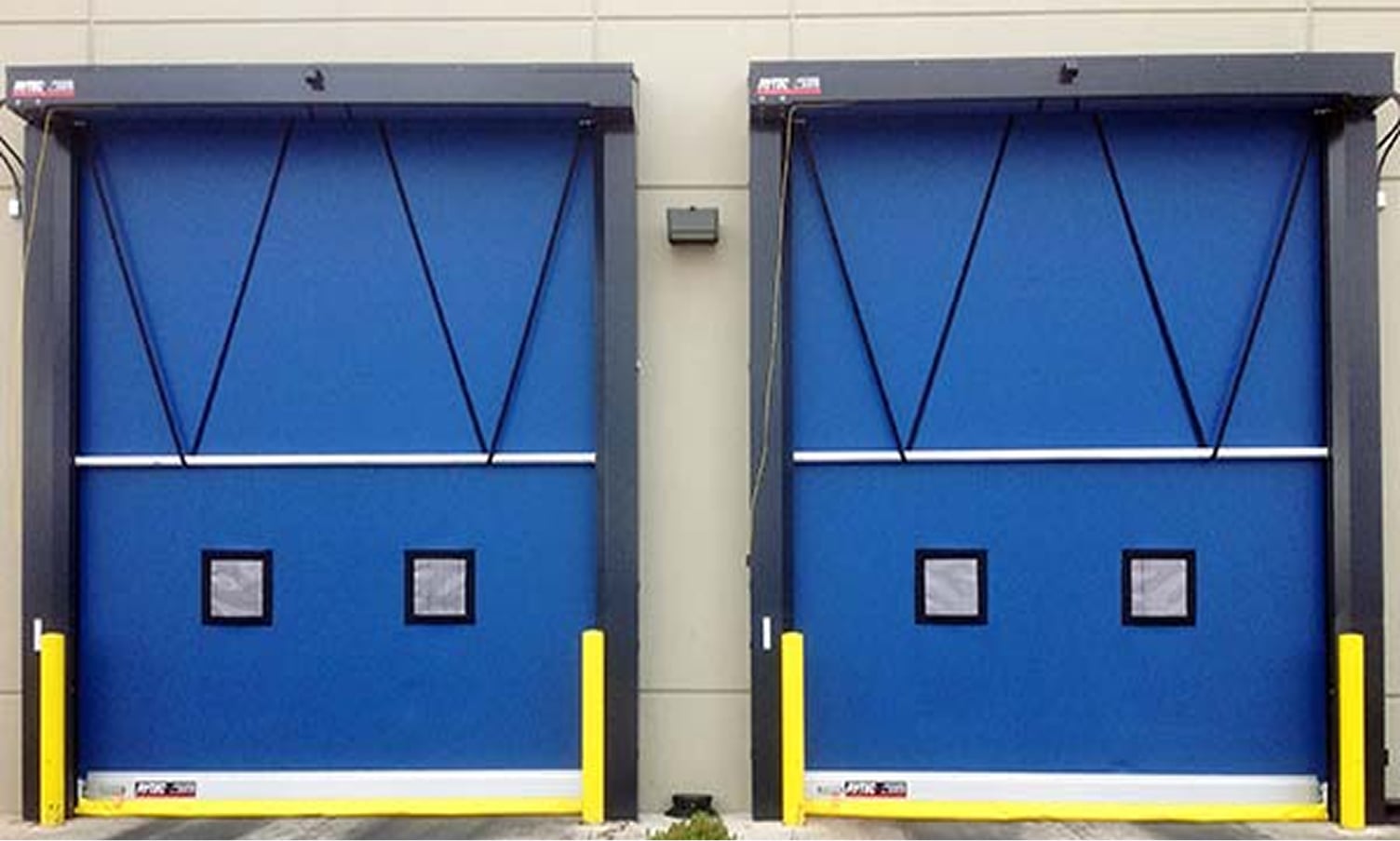 two fast-seal doors with wind bars