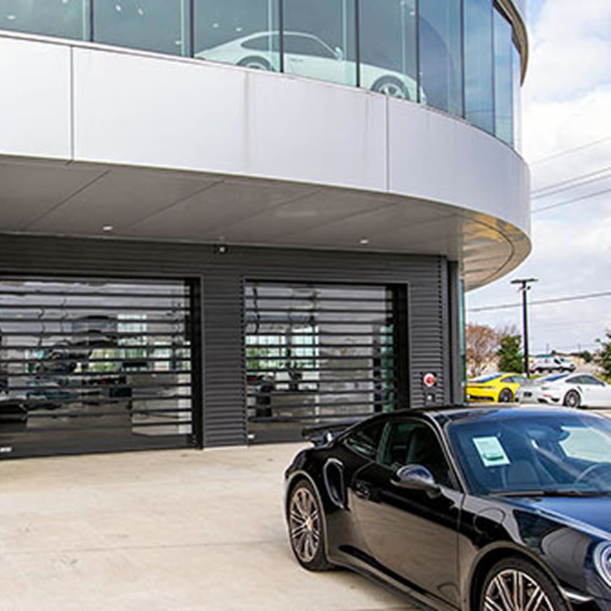 two Spiral FV doors for car dealership