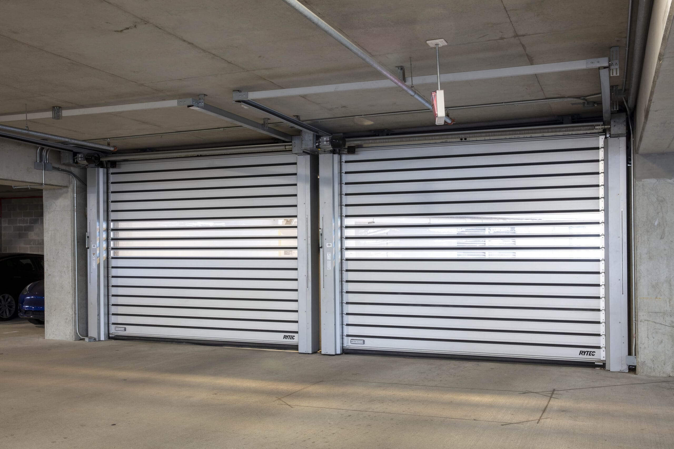 spiral low headroom parking garage doors