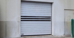 white Rytec warehouse dock door exterior
