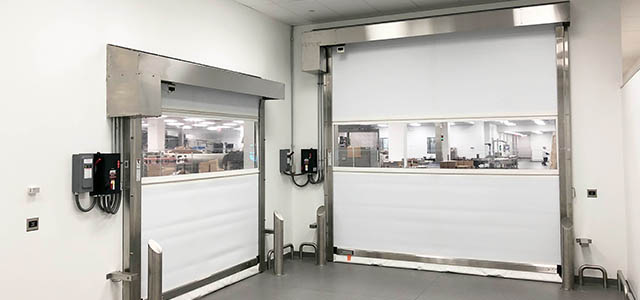 white clean room doors