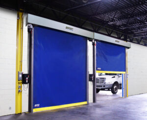 FlexTec flexible-edge fabric doors in warehouse